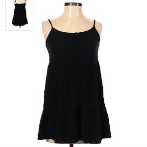 Mossimo Black Adjustable Spaghetti Strap Dress Junior's Small S Faux Buttons EUC